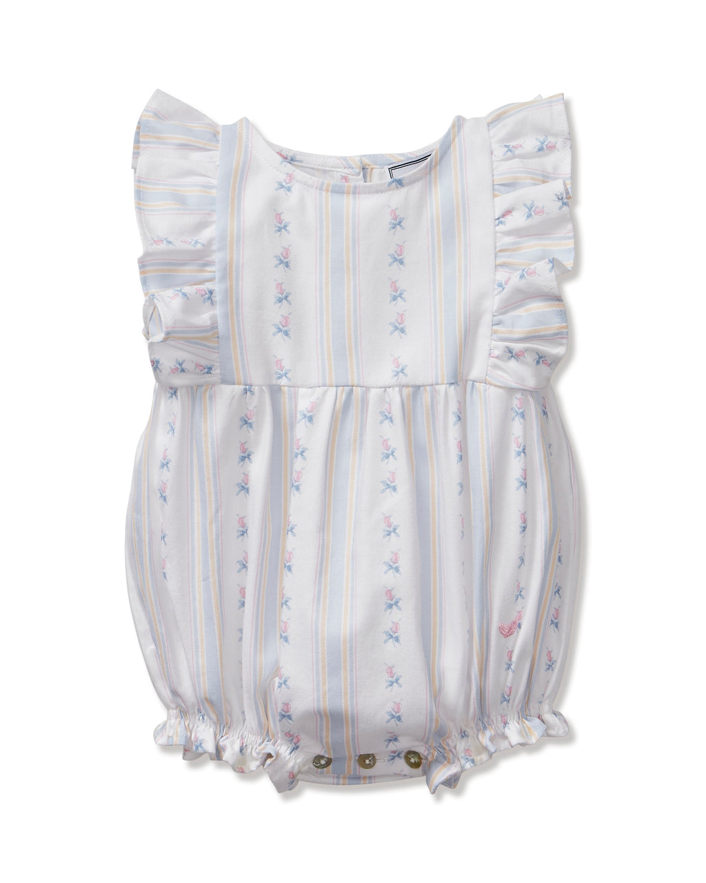 Baby's Twill Ruffled Romper in Cottage Stripe