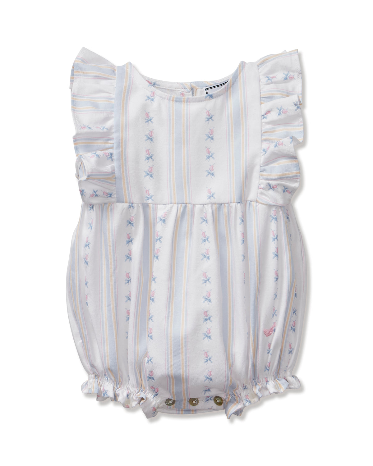 Baby's Twill Ruffled Romper in Cottage Stripe