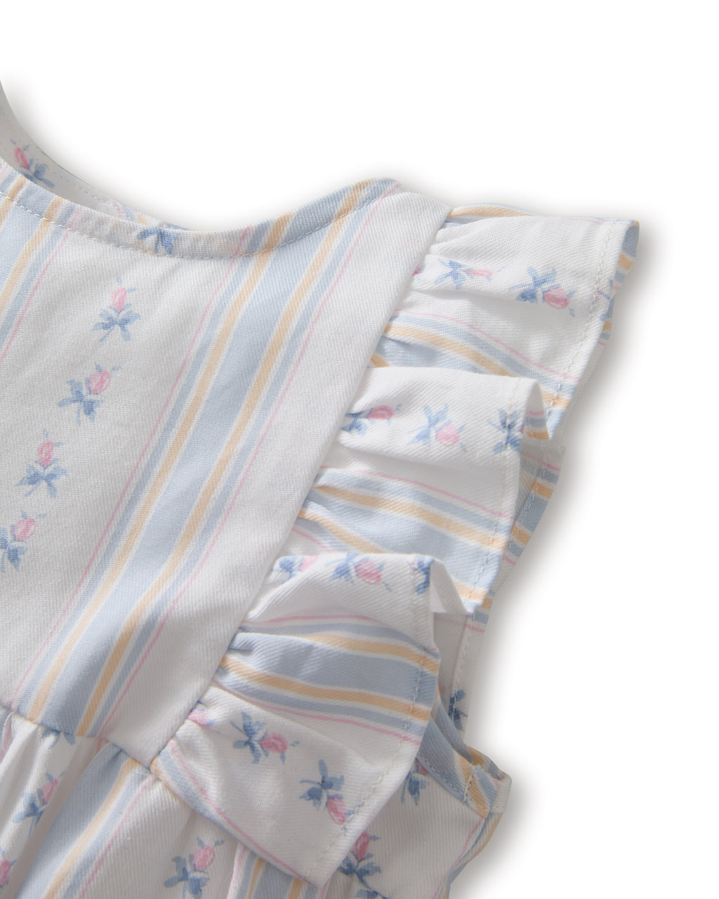 Baby's Twill Ruffled Romper in Cottage Stripe