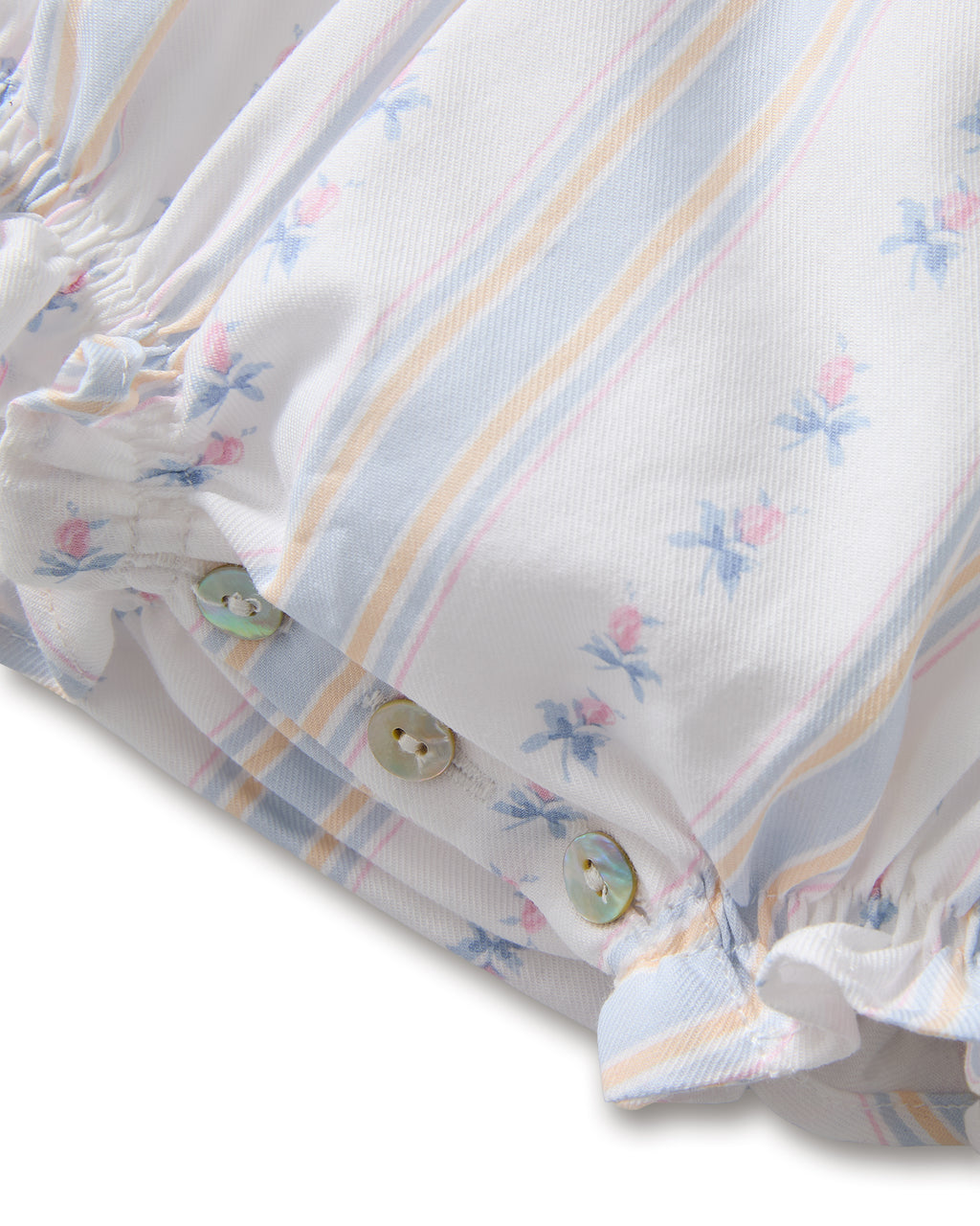 Baby's Twill Ruffled Romper in Cottage Stripe