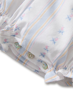 Baby's Twill Ruffled Romper in Cottage Stripe