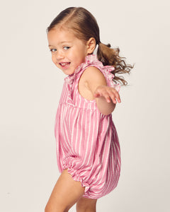 Baby’s Twill Ruffled Romper in Love Lines