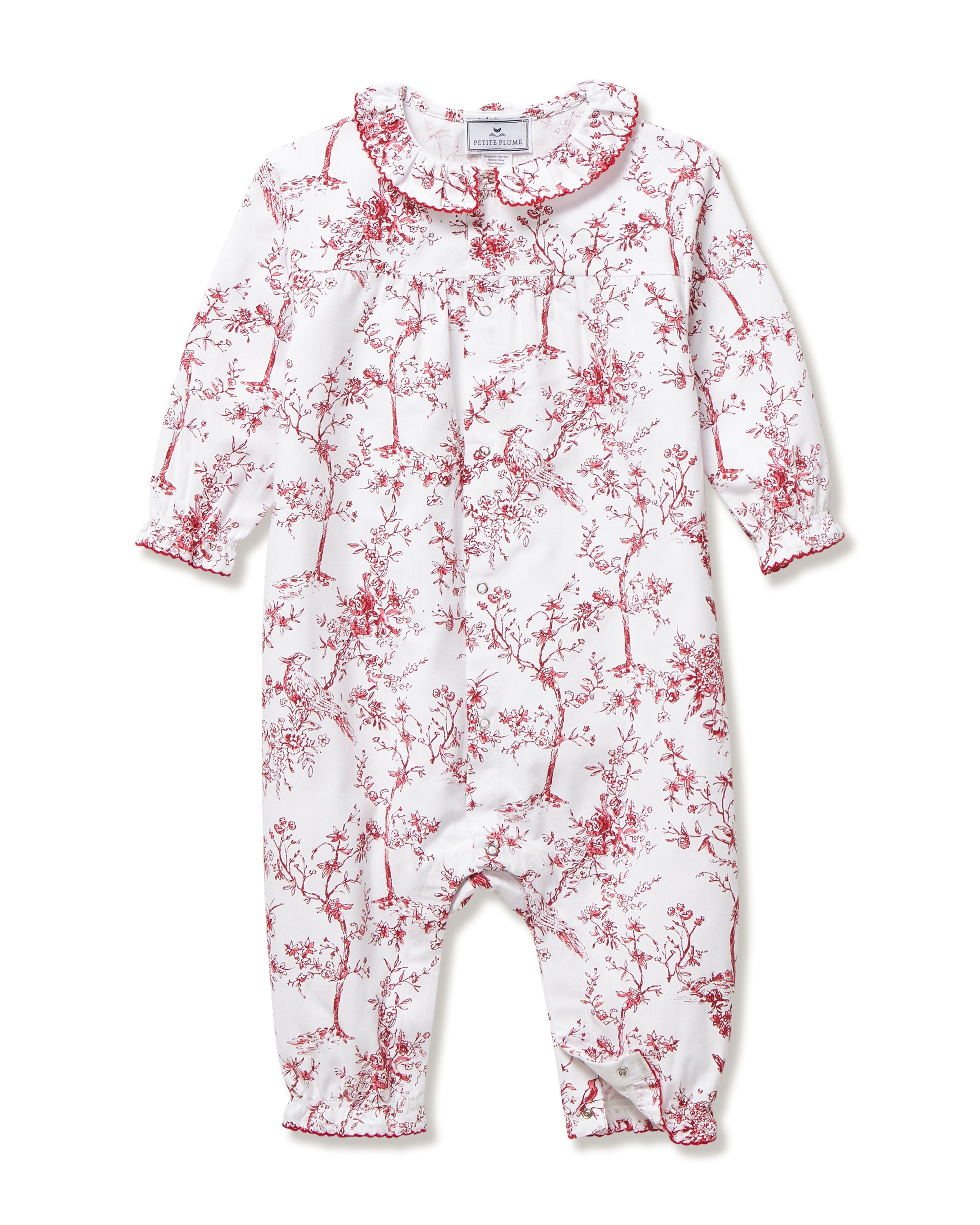 Baby’s Twill Madeline Romper in Red Timeless Toile
