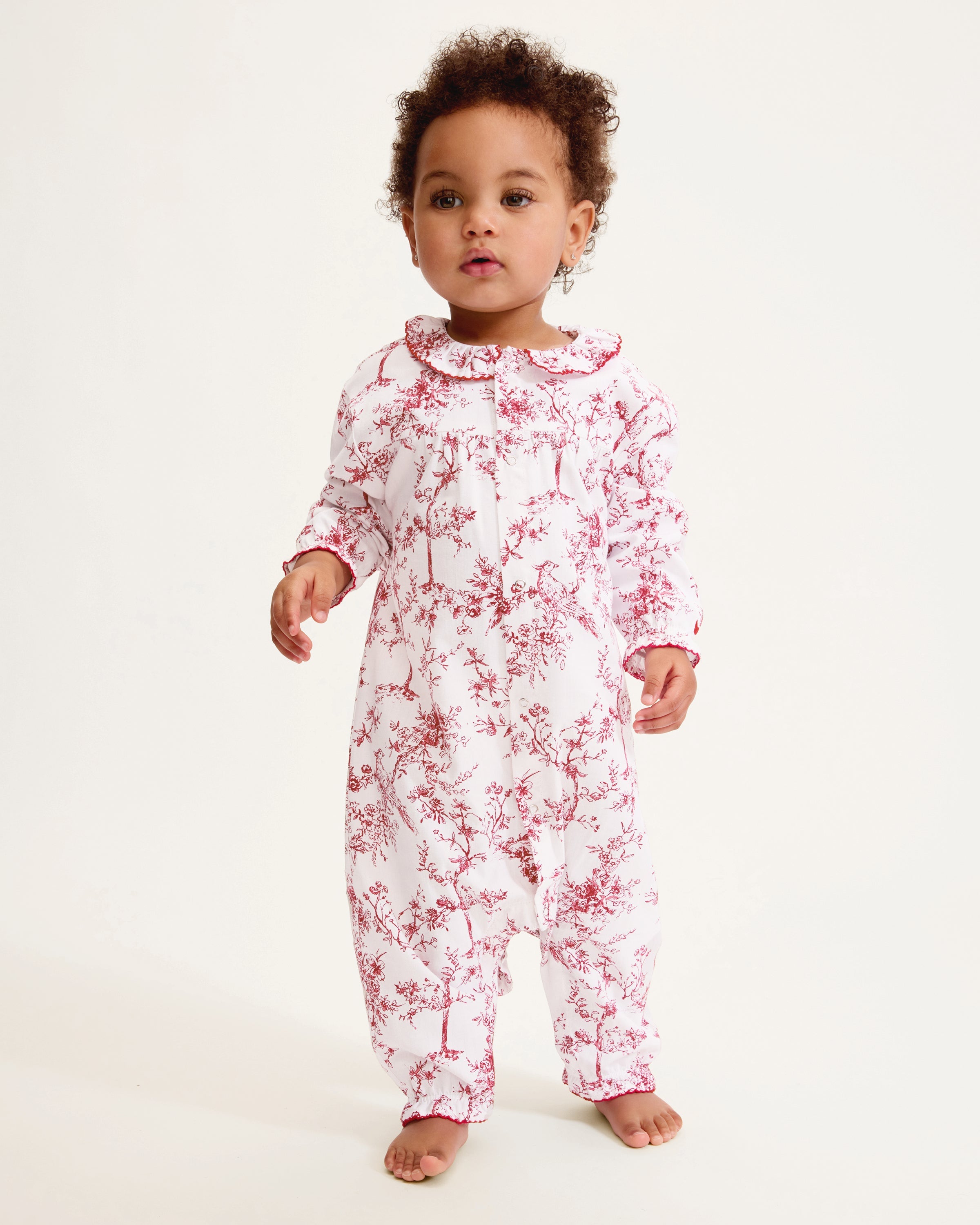 Baby’s Twill Madeline Romper in Red Timeless Toile