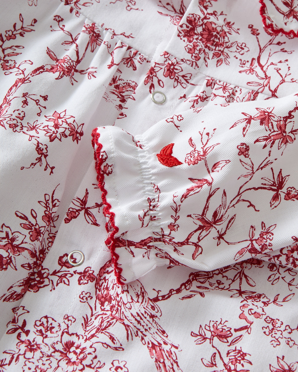 Baby’s Twill Madeline Romper in Red Timeless Toile