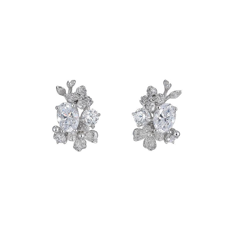 White Posy Diamond Studs