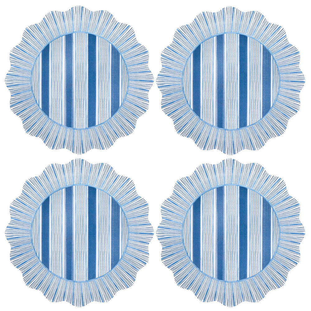 Cabana Stripe Melamine Dinner Plate, Set of 4 in Ocean