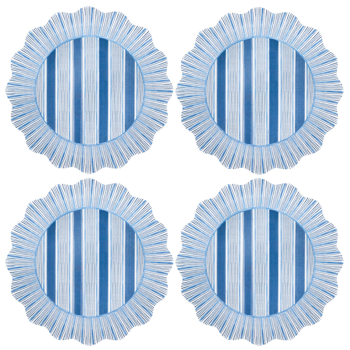 Cabana Stripe Melamine Dinner Plate, Set of 4 in Ocean
