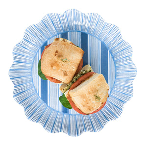 Cabana Stripe Melamine Dinner Plate, Set of 4 in Ocean