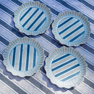 Cabana Stripe Melamine Dinner Plate, Set of 4 in Ocean