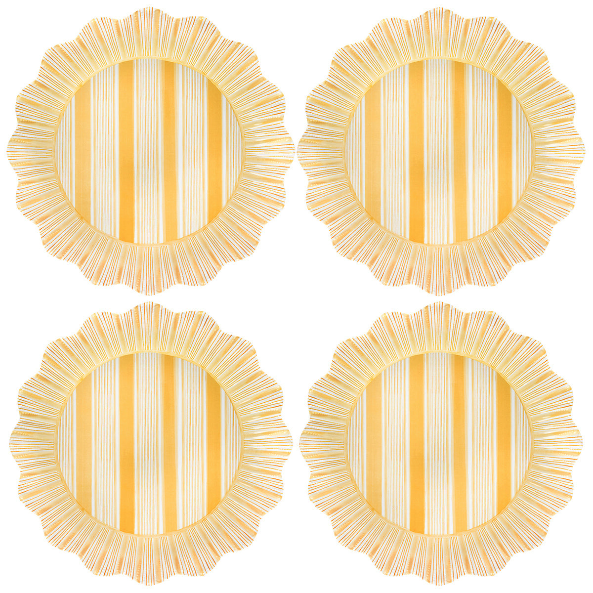 Cabana Stripe Melamine Dinner Plate, Set of 4 in Sunshine