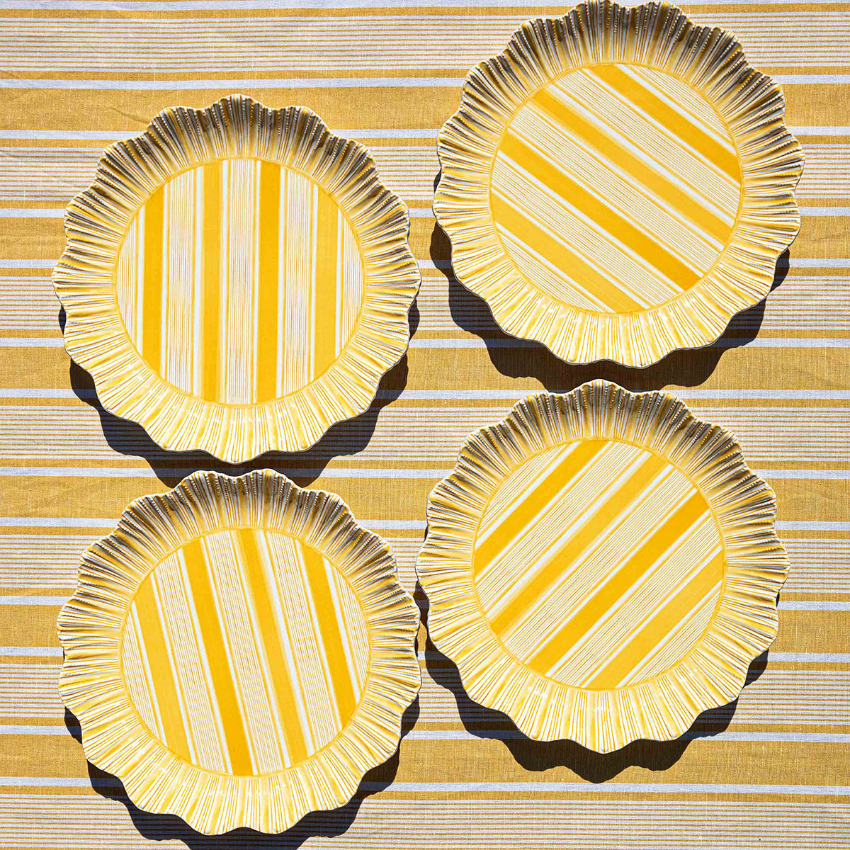 Cabana Stripe Melamine Dinner Plate, Set of 4 in Sunshine