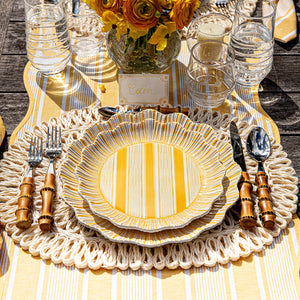 Cabana Stripe Melamine Dinner Plate, Set of 4 in Sunshine