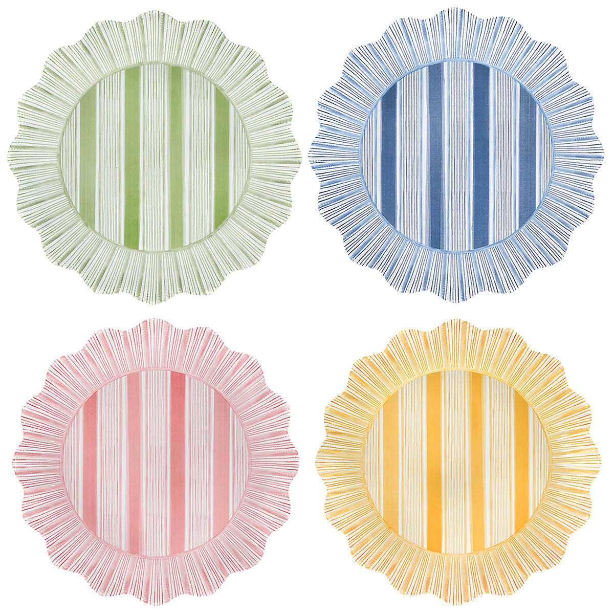 Cabana Stripe Melamine Dinner Plate Assorted, Set of 4 in Multi