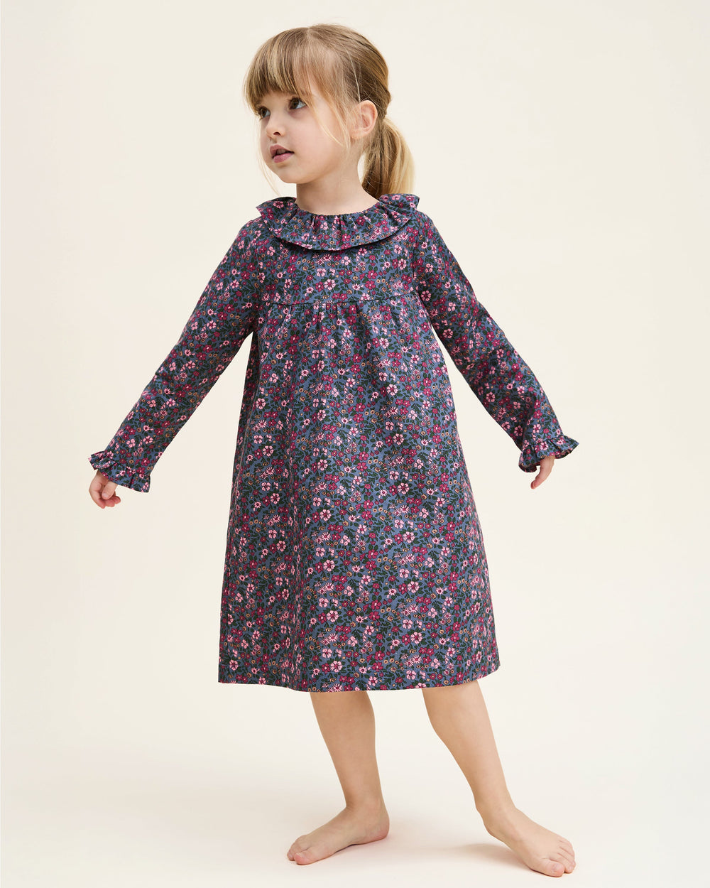 Girl’s Twill Scarlett Nightgown in Fleurs de Saison