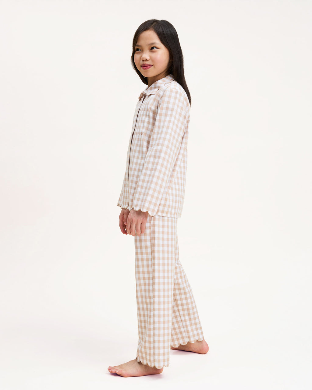 Kid’s Twill Colette Pajama Set in Camel Gingham