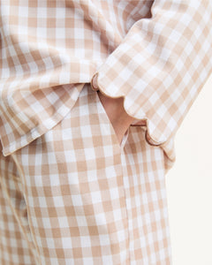 Women’s Twill Colette Pajama in Camel Gingham