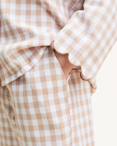 Kid's Twill Colette Pajama Set in Camel Gingham