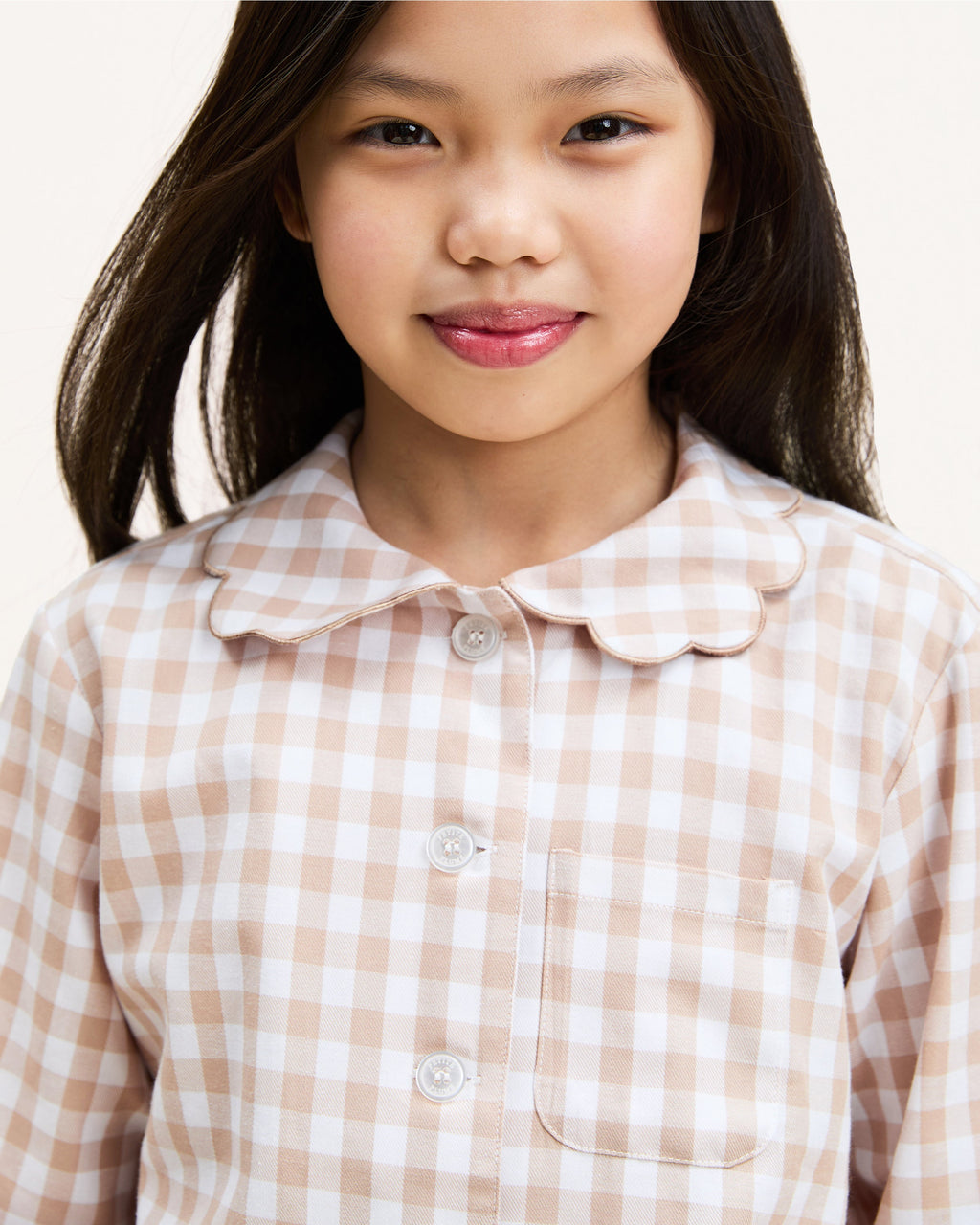 Kid’s Twill Colette Pajama Set in Camel Gingham