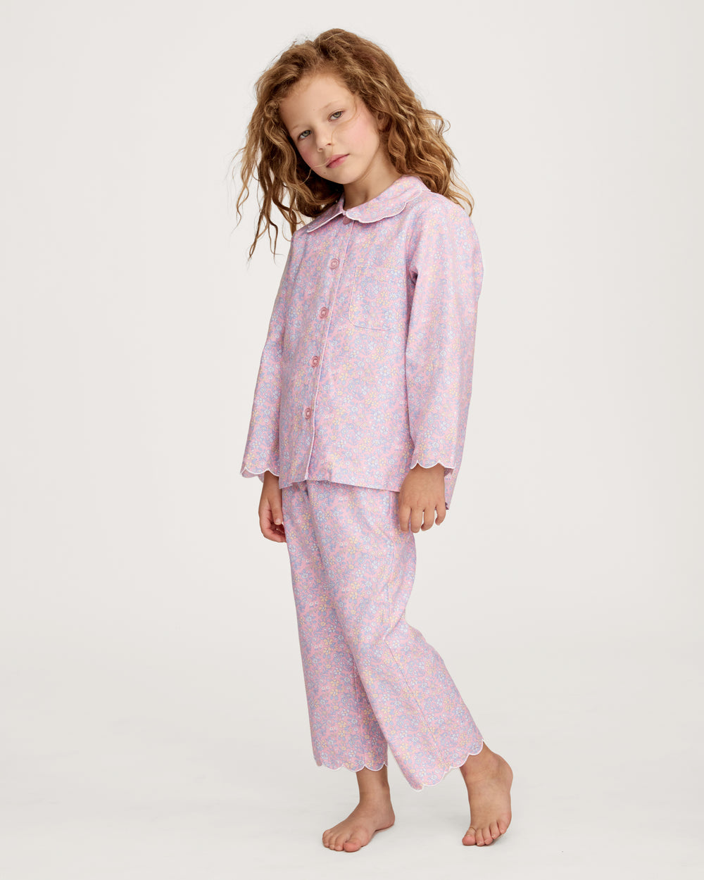 Kid's Twill Colette Pajama Set in Fleur Blush