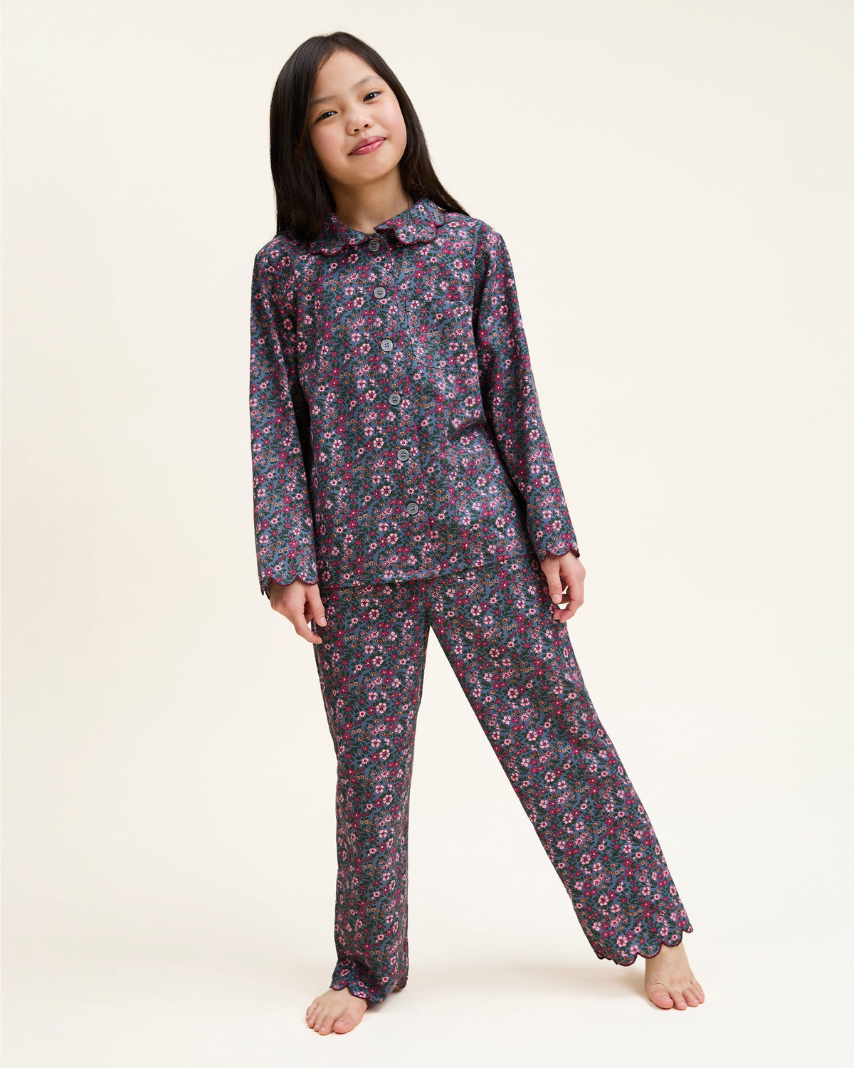 Kid's Twill Colette Pajama Set in Fleurs de Saison