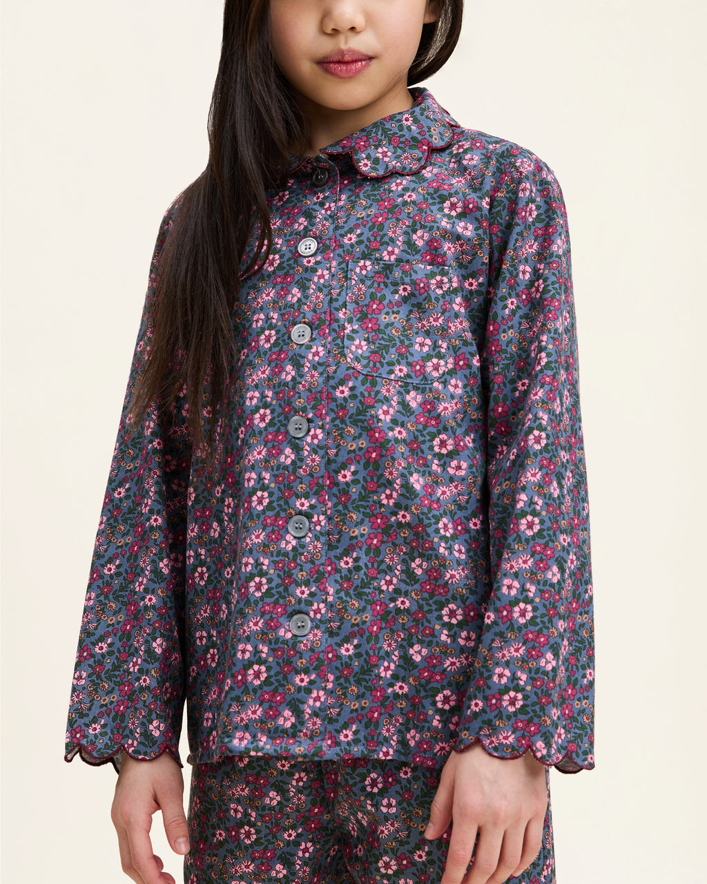 Kid’s Twill Colette Pajama Set in Fleurs de Saison