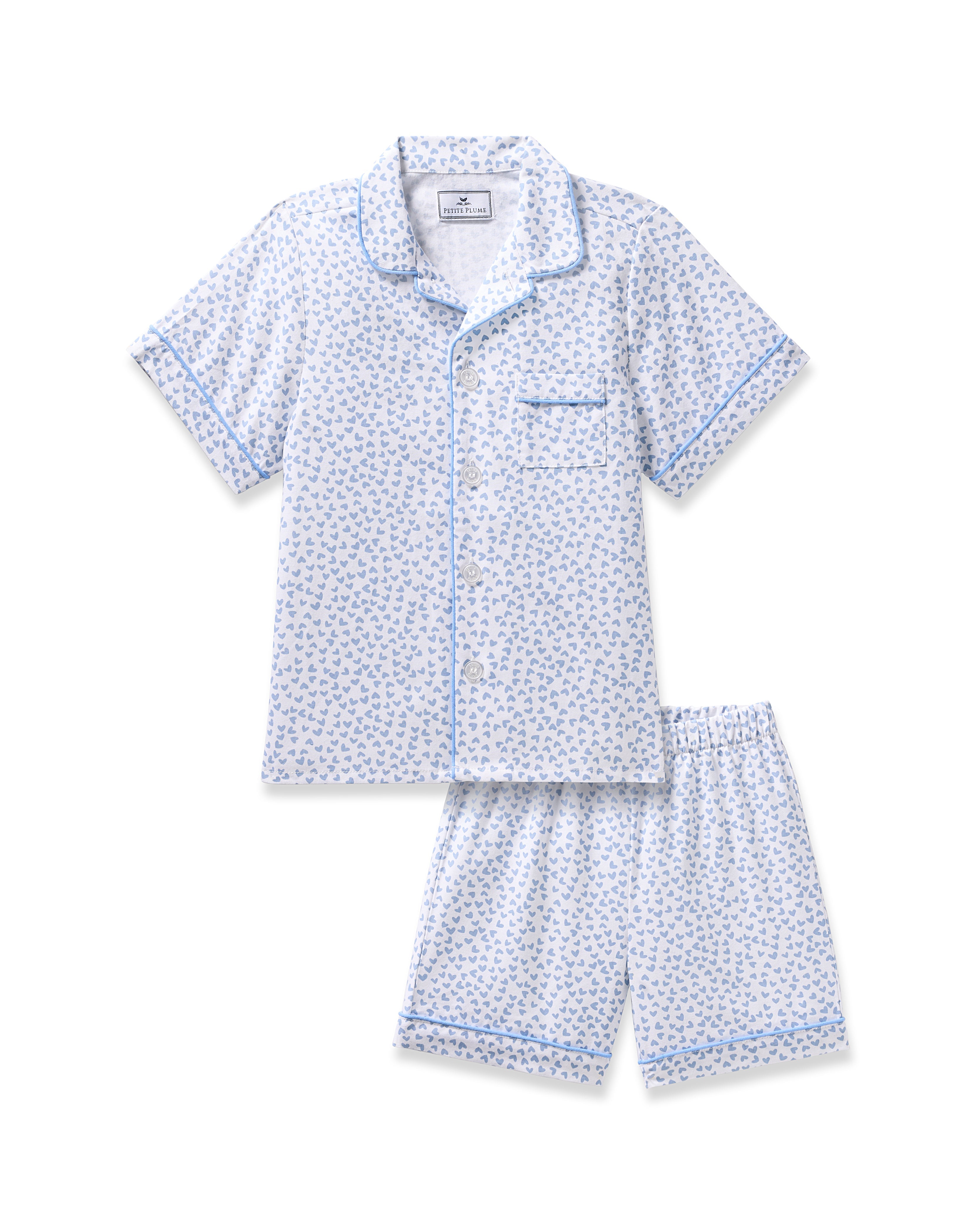 Kid’s Twill Short Set in Bluehearts