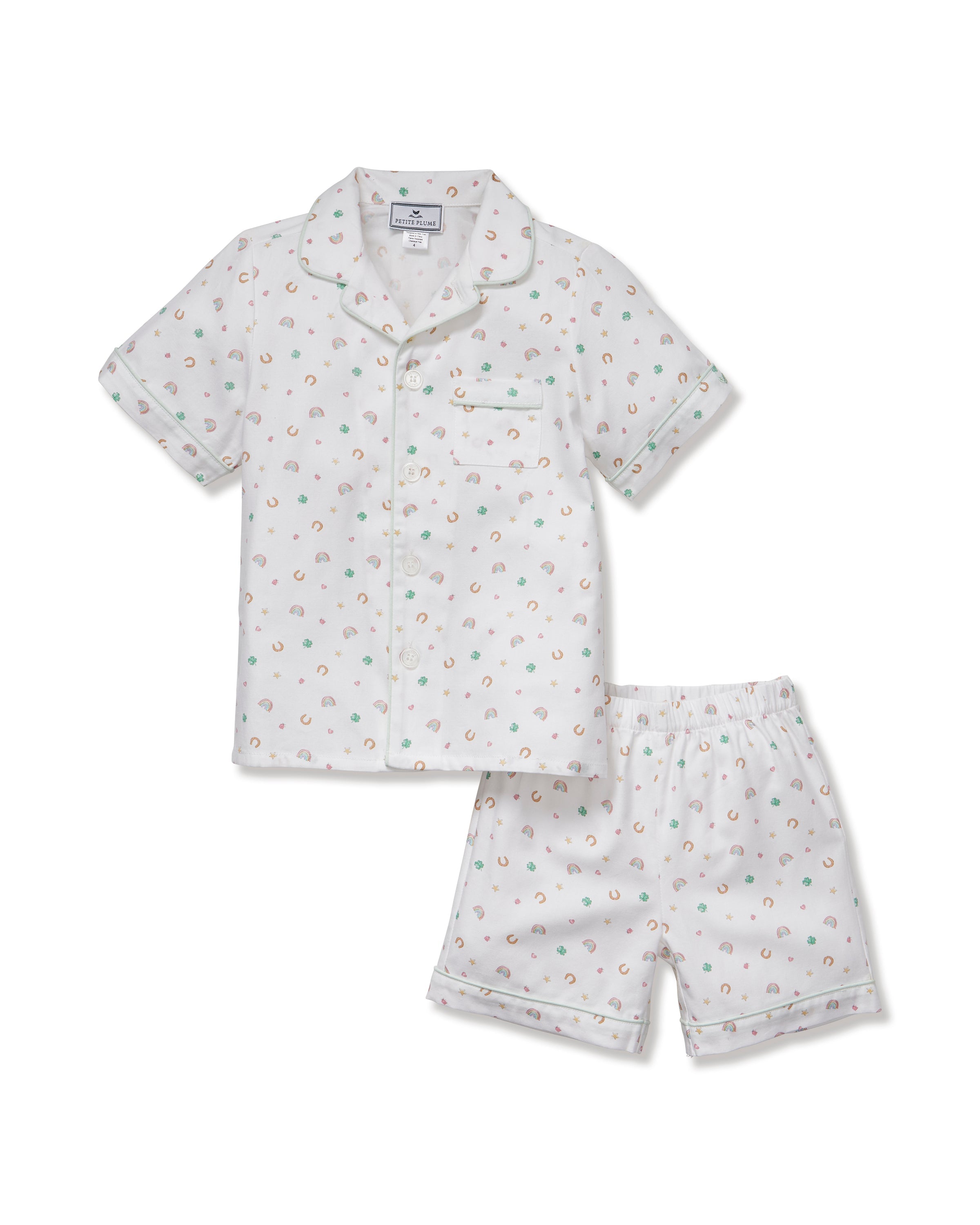 Kid’s Twill Pajama Short Set in Good Luck Charms