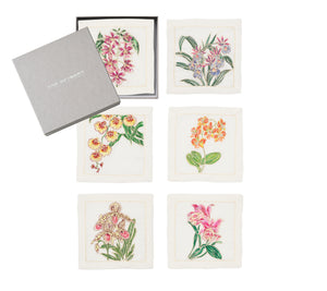 Orchid Cocktail Napkin in White & Multi, Set of 6