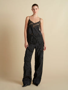 Pinstripe Camisole with Lace Inlay in Navy