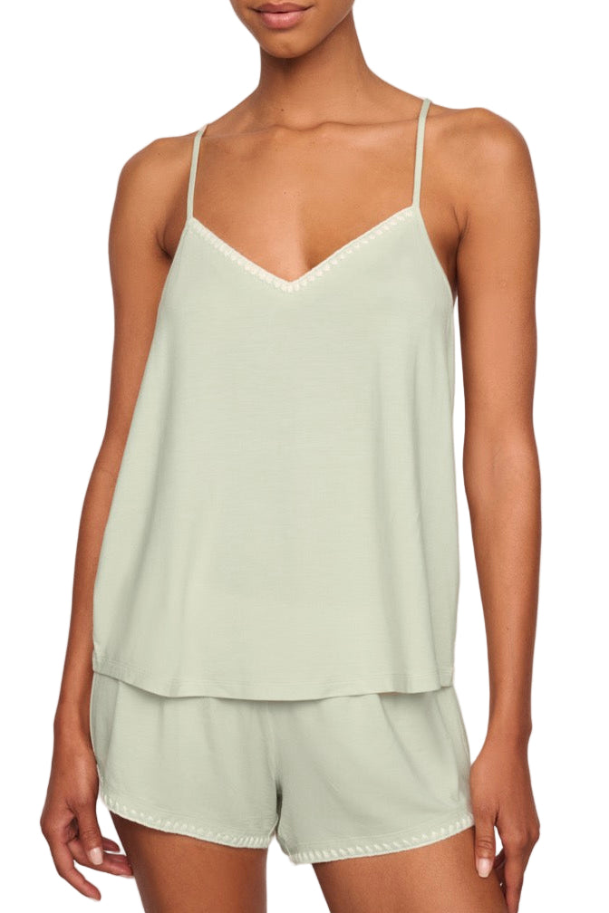 Frida Cami & Short PJ Set in Mint Cream & Ivory