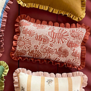 Sirin Terracotta Print Cushion with Terracotta Frill