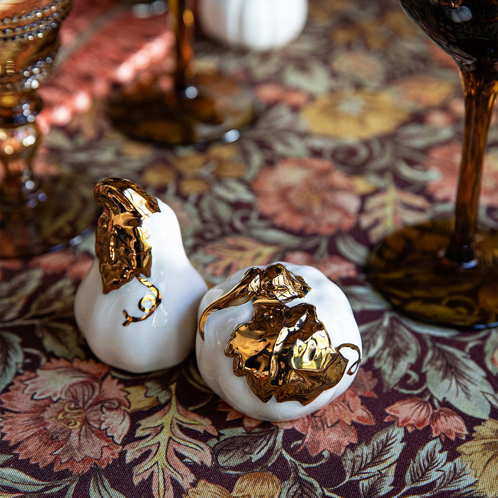 Forest Walk Pumpkin Salt & Pepper Shakers in Gold