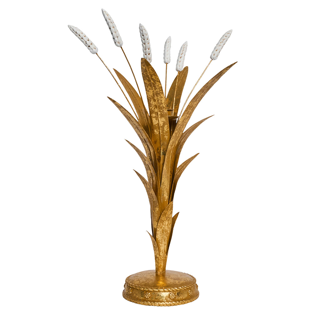 Forest Walk Wheat 17" Candlestick in Gold
