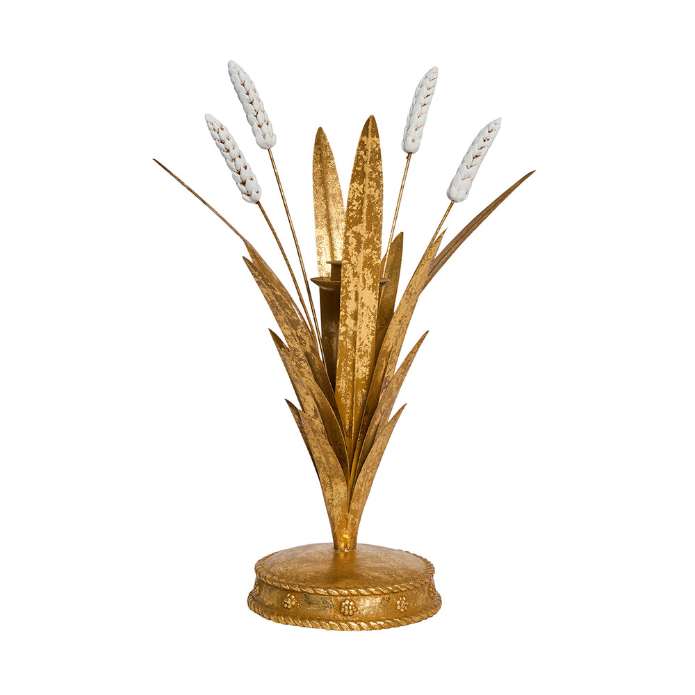 Forest Walk Wheat 13" Candlestick in Gold