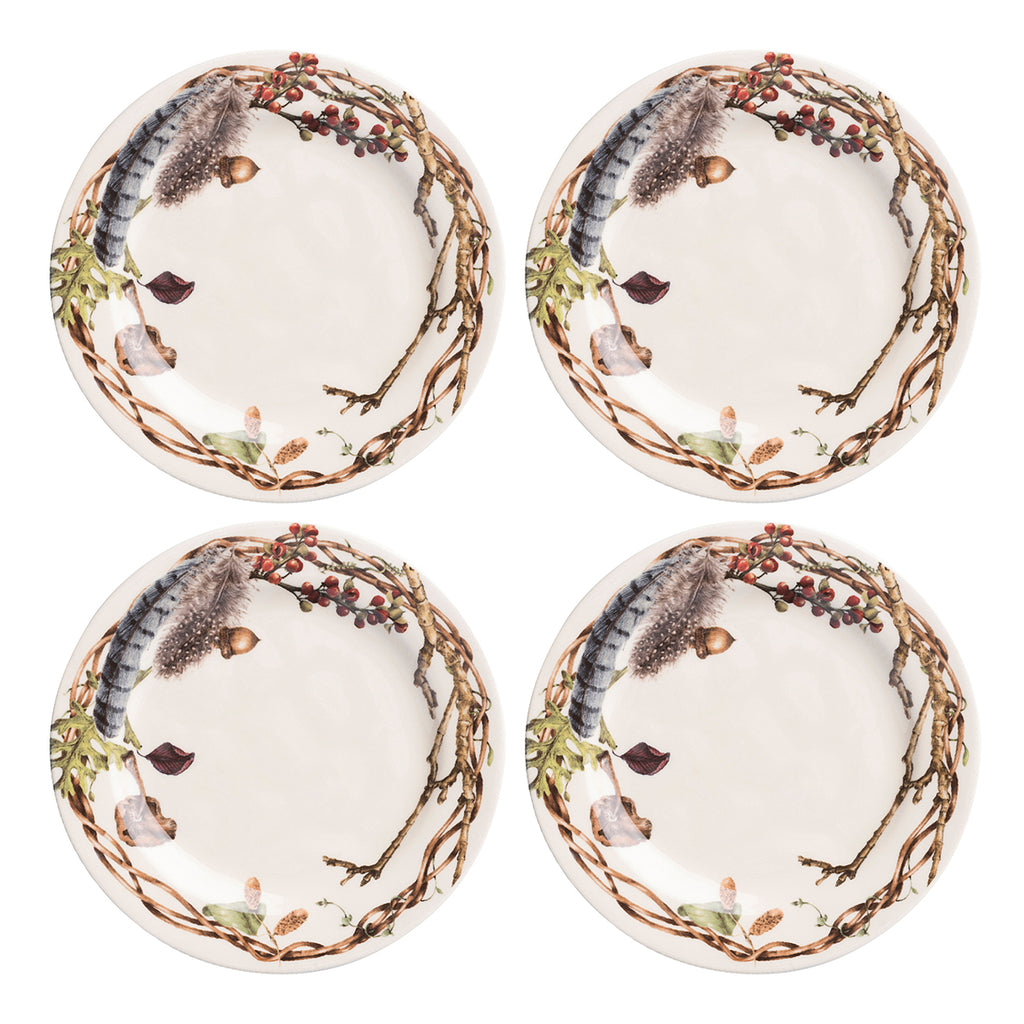 Forest Walk Party Plate in Café Au Lait, Set of 4