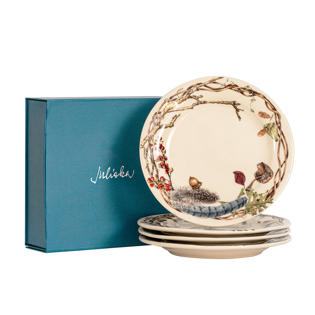 Forest Walk Party Plate in Café Au Lait, Set of 4
