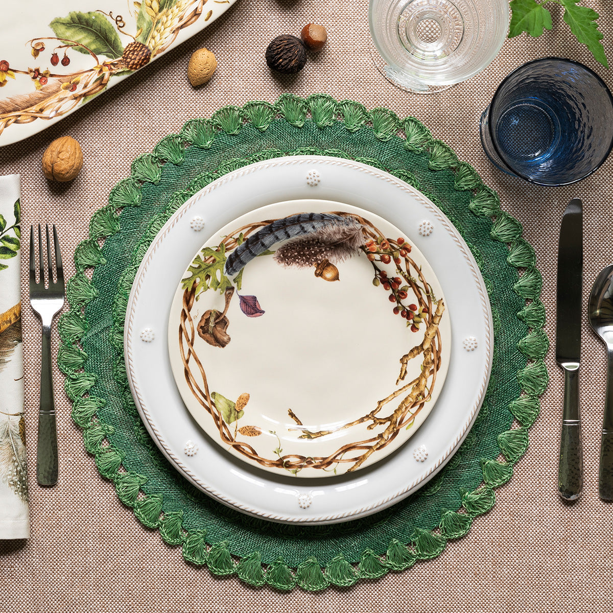 Forest Walk Party Plate in Café Au Lait, Set of 4