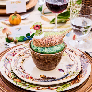 Forest Walk Pheasant Bowl with Lid in Multi