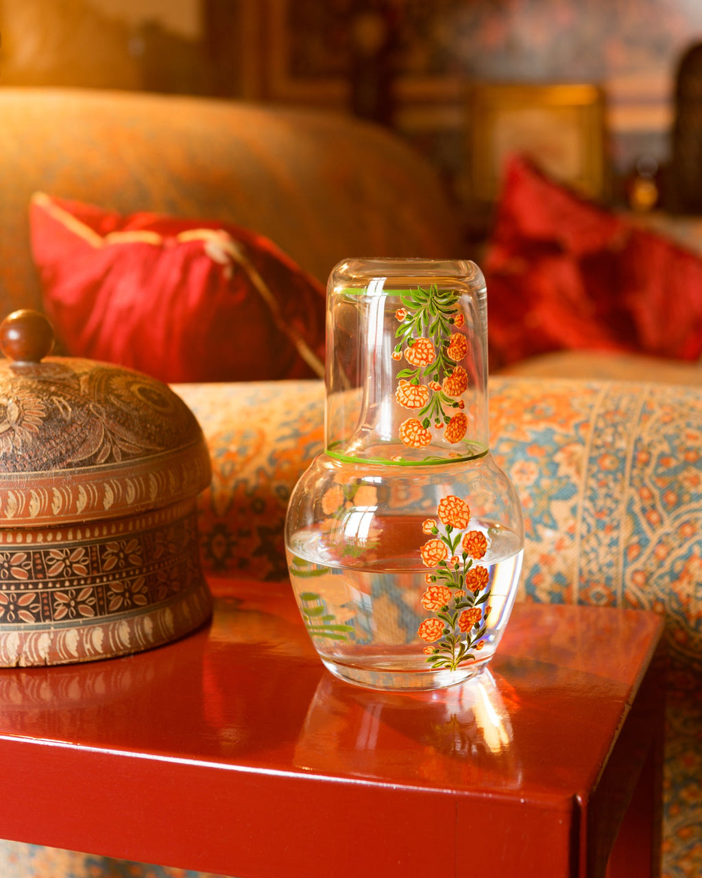 Murano Marigold Hand-Painted Bedside Set