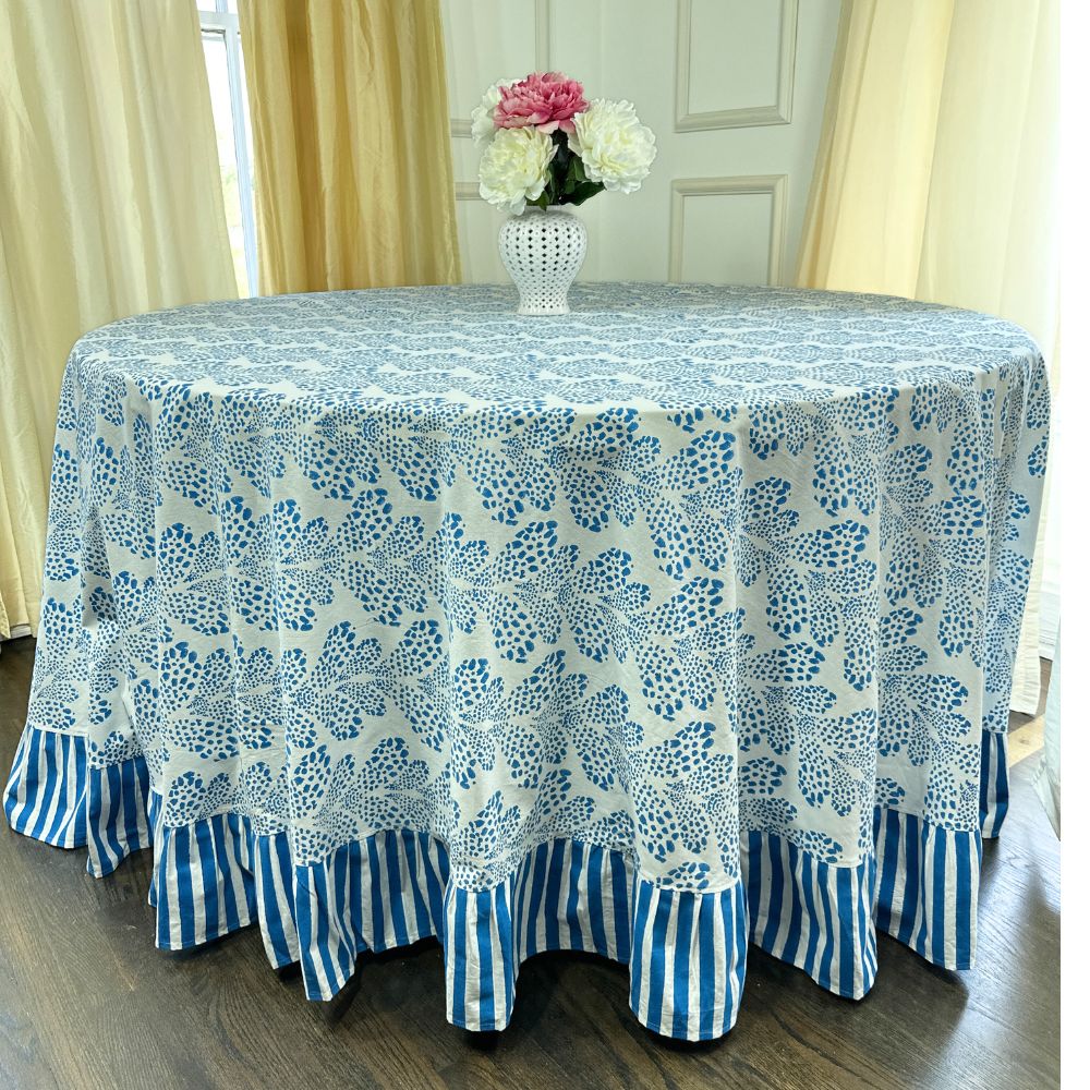 Kelli Tablecloth in Cabana Blue