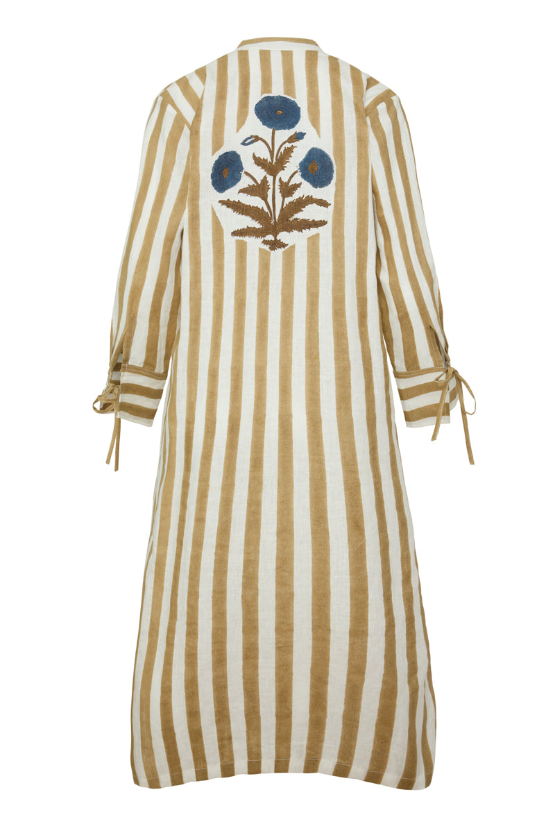 Cairo Caftan in Khaki Stripe
