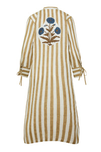 Cairo Caftan in Khaki Stripe