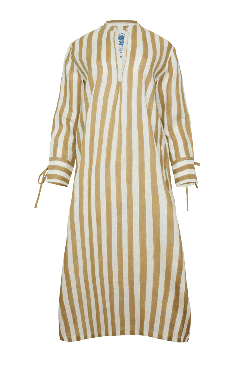 Cairo Caftan in Khaki Stripe