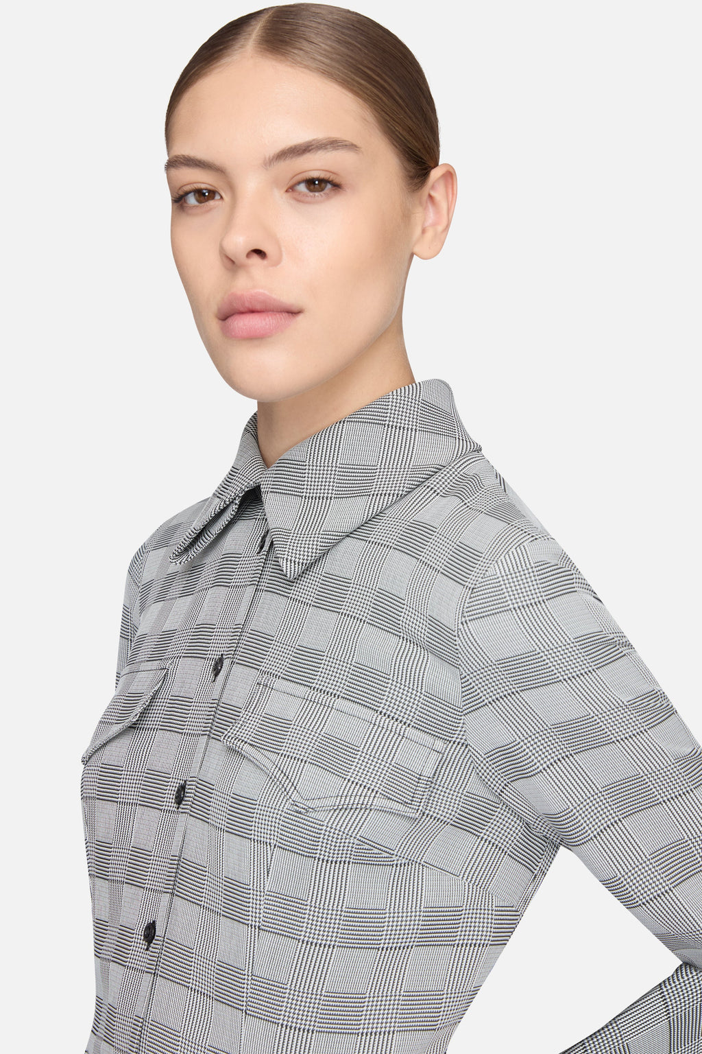 Caliste Dress in Black & White Prince of Wale Check