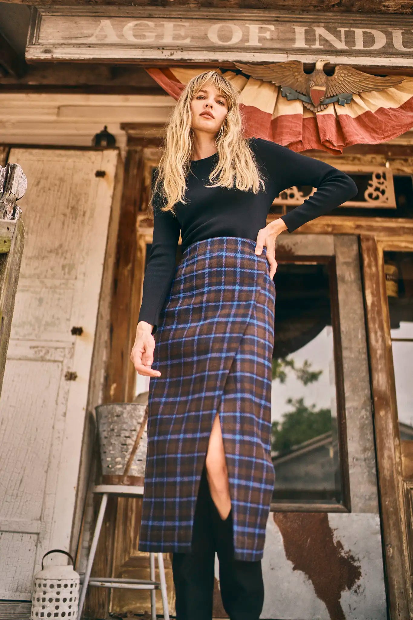 Manor Wrap Skirt in Aspen Plaid