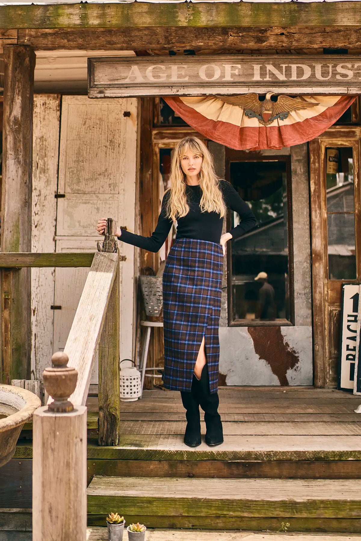 Manor Wrap Skirt in Aspen Plaid