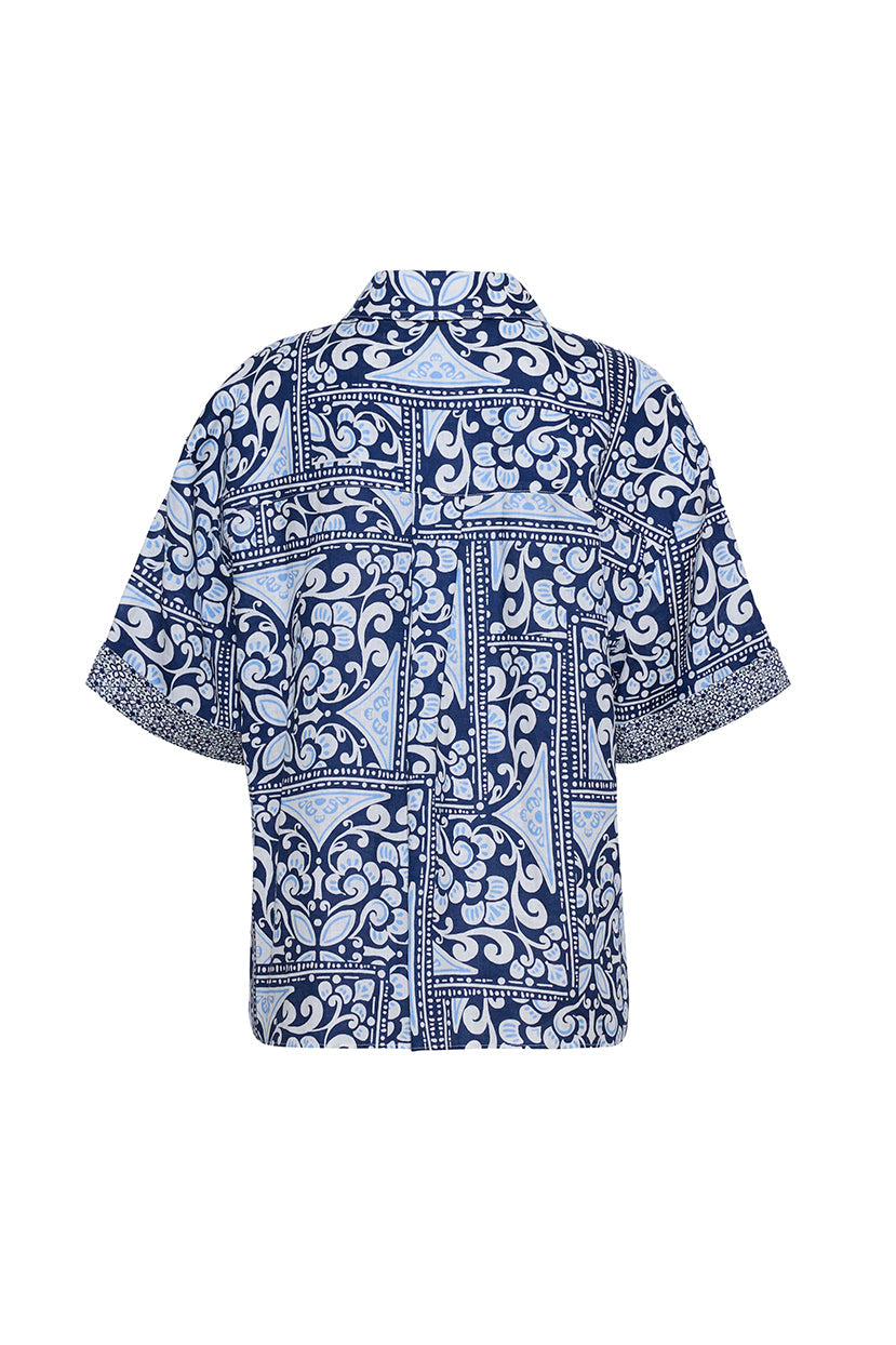 Calvia Top in Heart Tile Navy