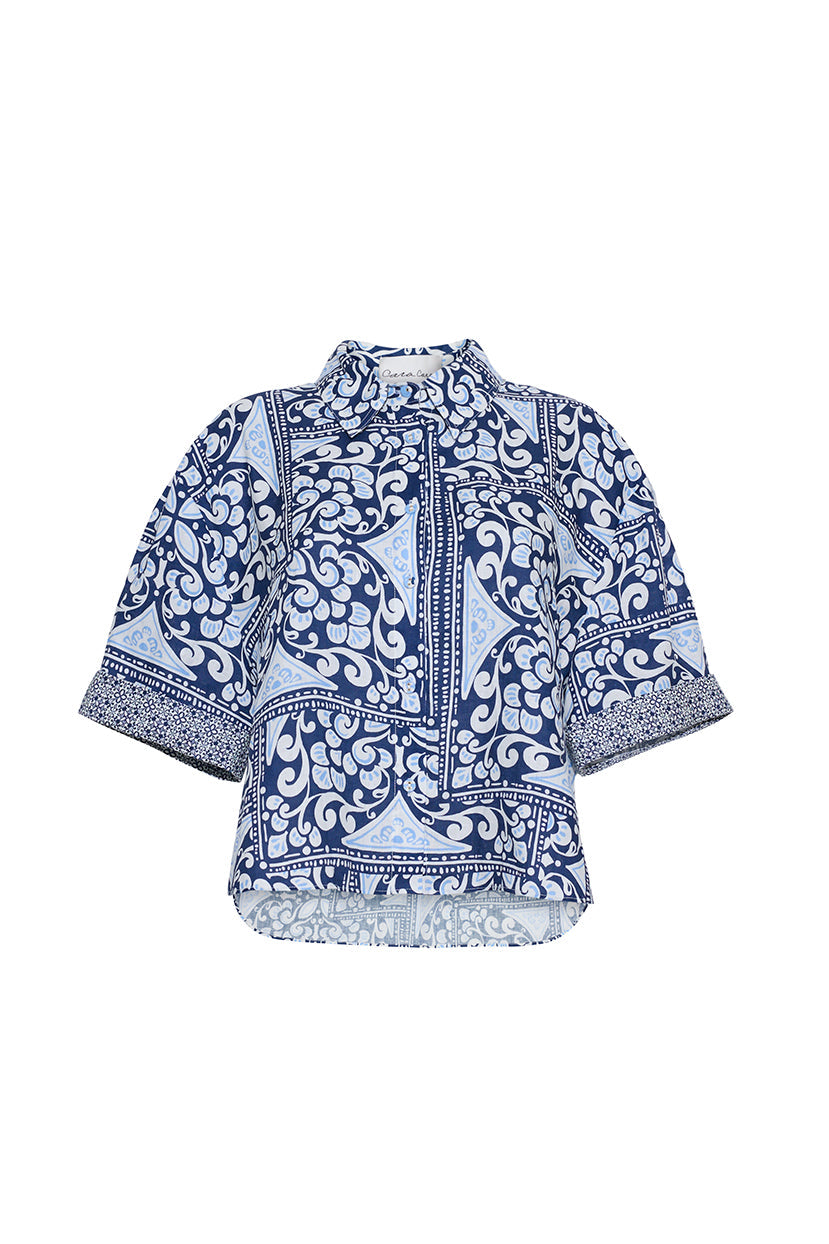 Calvia Top in Heart Tile Navy