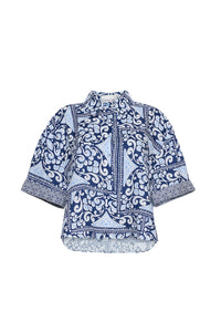 Calvia Top in Heart Tile Navy